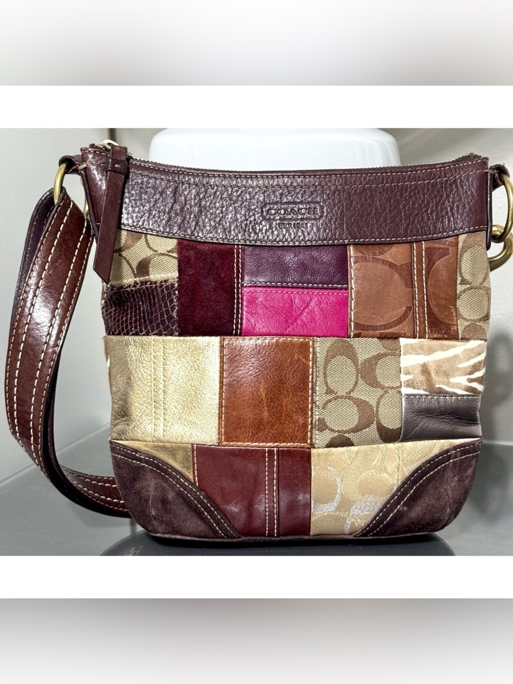 COACH Holiday 10403‎ Patchwork Duffle Archive Y2K Leather Crossbody Shoulder Bag
